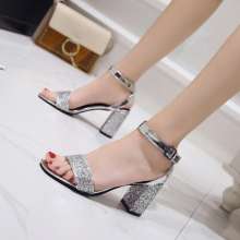2019 new Korean version of the thick with the wild with a word buckle with Roman women's shoes (shoes 77)