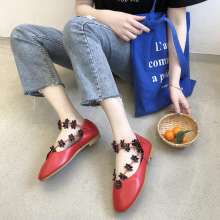 Flowers Sen literary low heel women's shoes soft women's shoes sandals (shoes 81)