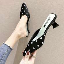 Baotou fashion women wear 2019 spring and summer new point poling stiletto ladies Muller shoes slippers (shoes 89)