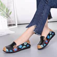 2019 summer new single shoes female leather non-slip flat with soft bottom mother shoes flat bottom middle-aged (shoes 91)