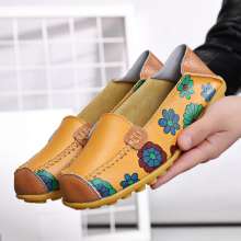 2019 summer new single shoes female leather non-slip flat with soft bottom mother shoes flat bottom middle-aged (shoes 91)