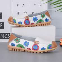 2019 summer new single shoes female leather non-slip flat with soft bottom mother shoes flat bottom middle-aged (shoes 91)