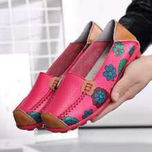 2019 summer new single shoes female leather non-slip flat with soft bottom mother shoes flat bottom middle-aged (shoes 91)