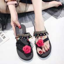 2019 new slippers female summer wear sets of feet sandals ethnic style retro seaside beach flat with anti-skid flip flops (shoes 94)
