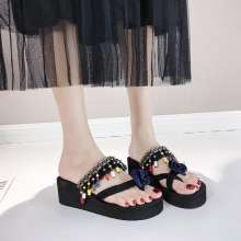 2019 new slippers female summer wear sets of feet sandals ethnic style retro seaside beach flat with anti-skid flip flops (shoes 94)