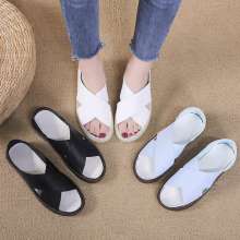 2019 summer new open toe flat with women's shoes fashion shallow mouth flat peas shoes (shoes 98)