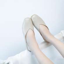 Soft leather half a single shoes female 2019 spring and summer new simple lazy shoes Korean version of the wild sandals and slippers low heel women shoes (shoes 100)