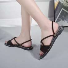 2019 spring and summer new Korean fashion wild flat bottom Roman sandals (shoes 106)