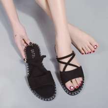 2019 spring and summer new Korean fashion wild flat bottom Roman sandals (shoes 106)