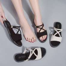 2019 spring and summer new Korean fashion wild flat bottom Roman sandals (shoes 106)