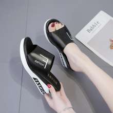 Summer Korean version of the new wedge with slippers thick bottom word drag fashion wild sandals (shoes 107)