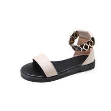 New colorblock flat-bottomed flat-toe casual open toe women's sandals (shoes 118)