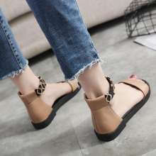 New colorblock flat-bottomed flat-toe casual open toe women's sandals (shoes 118)