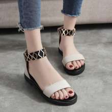 New colorblock flat-bottomed flat-toe casual open toe women's sandals (shoes 118)