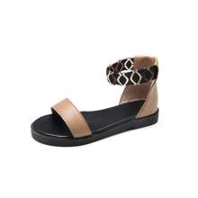 New colorblock flat-bottomed flat-toe casual open toe women's sandals (shoes 118)