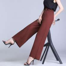 Thin section summer wide leg pants female 2019 new high waist loose wild straight trousers large size slim casual pants female [DM] l100 (trousers 1)