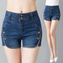 2019 new summer high waist slim slimming stretch denim shorts ladies hot pants k301 (trousers 2)