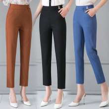 Nine pants 2019 summer new pants women high waist large size casual pants straight harem pants l103 (trousers 3)