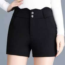 Black ladies shorts female summer 2019 new slim large size high waist Korean version of the mother pants casual pants [DM] (trousers 4)