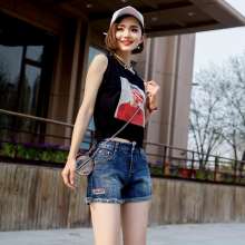 High waist denim shorts female summer 2019 new was thin wild elastic wear Korean version of the net red hot pants tide summer shorts (trousers 8)