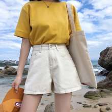 Denim shorts female summer 2019 new high waist wide leg loose wear thin a word pants hot pants jeans (trousers 15)