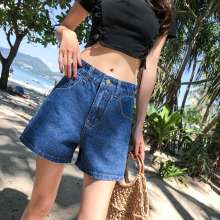 Denim shorts female summer 2019 new high waist wide leg loose wear thin a word pants hot pants jeans (trousers 15)