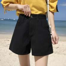 Denim shorts female summer 2019 new high waist wide leg loose wear thin a word pants hot pants jeans (trousers 15)