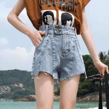 Net red denim shorts female high waist Korean version was thin 2019 new summer wear loose a word wide leg hot pants tide (trousers 16)