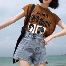 Net red denim shorts female high waist Korean version was thin 2019 new summer wear loose a word wide leg hot pants tide (trousers 16)