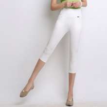 2019 summer thin section cropped trousers large size black leggings Slim feet wearing high waist pants (trousers 23)