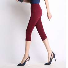 2019 summer thin section cropped trousers large size black leggings Slim feet wearing high waist pants (trousers 23)