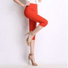 2019 summer thin section cropped trousers large size black leggings Slim feet wearing high waist pants (trousers 23)