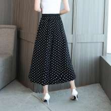 2019 summer new high waist loose thin nine points printed wide leg pants large size leg pants tide [DM] (trousers 35)