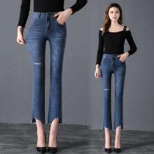 Pants, pencil pants, straight jeans, 2019 casual fashion trend, high waist nine (Pants 42)
