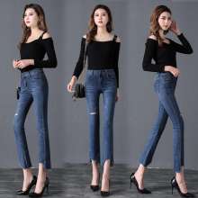 Pants, pencil pants, straight jeans, 2019 casual fashion trend, high waist nine (Pants 42)