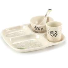 Compartmentalized fast food plates melamine cutlery rectangular multi-compartmentalized plates set with four compartmentalized thickened plastic dining room compartmentalized plates