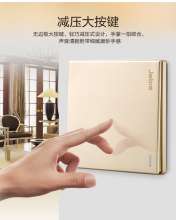 墙壁开关插座面板86型香槟金大板三开单控电源开关家用暗装