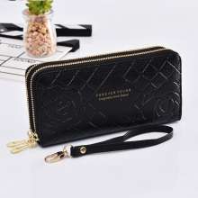 Wallet female 2019 new simple wallet female long wrist bag double zipper large capacity mobile phone bag FJ (bag 6)