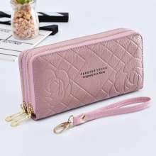 Wallet female 2019 new simple wallet female long wrist bag double zipper large capacity mobile phone bag FJ (bag 6)