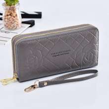 Wallet female 2019 new simple wallet female long wrist bag double zipper large capacity mobile phone bag FJ (bag 6)