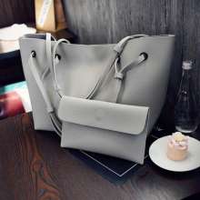 Big bag new women's shoulder bag solid color casual handbags wild PU child bag (bag 30)