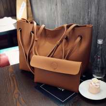 Big bag new women's shoulder bag solid color casual handbags wild PU child bag (bag 30)