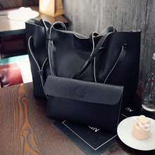 Big bag new women's shoulder bag solid color casual handbags wild PU child bag (bag 30)