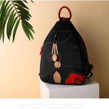 2019 new leaf shoulder bag tide female bag Korean version of the simple and simple leaves hit color dual-use small backpack j017 (bag 35)