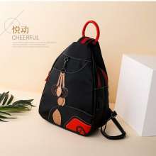 2019 new leaf shoulder bag tide female bag Korean version of the simple and simple leaves hit color dual-use small backpack j017 (bag 35)