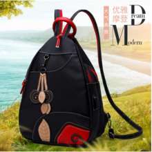 2019 new leaf shoulder bag tide female bag Korean version of the simple and simple leaves hit color dual-use small backpack j017 (bag 35)