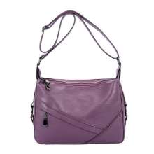 New soft leather crescent moon splicing shoulder bag middle-aged mother bag female bag European and American fashion diagonal bag (bag 46)