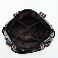 Portable handbag soft leather retro tote bag fashion contrast color ribbon shoulder bag large capacity tide i478 (bag 59)