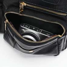 Portable handbag soft leather retro tote bag fashion contrast color ribbon shoulder bag large capacity tide i478 (bag 59)