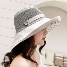 Summer breathable sunscreen big hat cross-country ladies cotton fisherman hat travel anti-UV sun hat (hat 3)